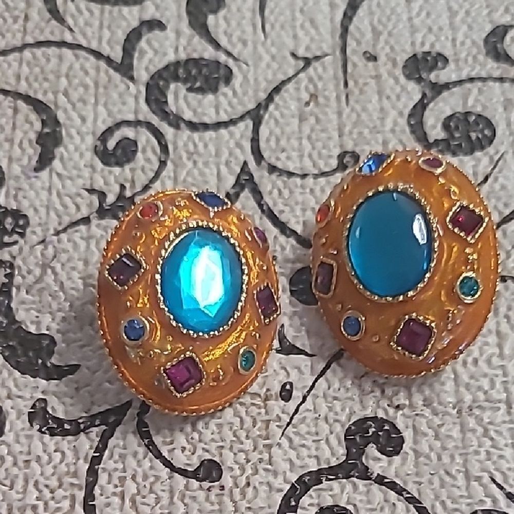 Elegant Gold and Blue Gemstone Earrings